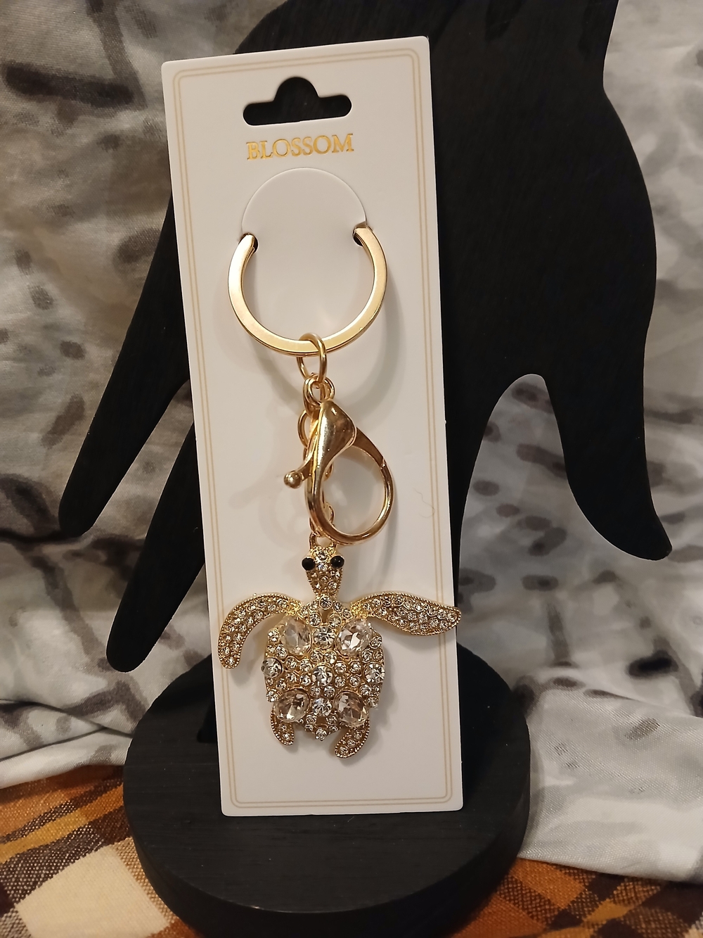 Blossom Gold Crystal Turtle Keychain